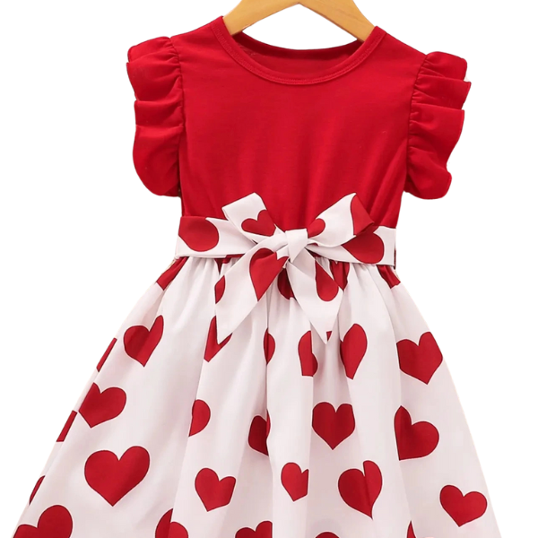 Vestido Infantil com Estampa de Corações